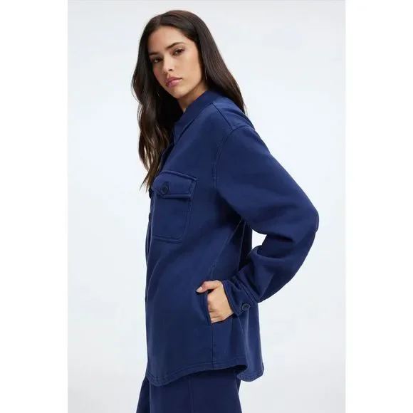 Good American Fleece Jacket in Blue Rinse Size 00/0 - Picture 5 of 14